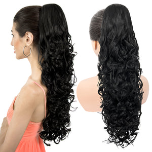 LuxeHair 24” Curly Claw Clip in Ponytail Extension, Fluffy Multi-Layered Jaw Clip Fake Pony tails, Instant Length & Style, Lightweight For Women Hairpiece -