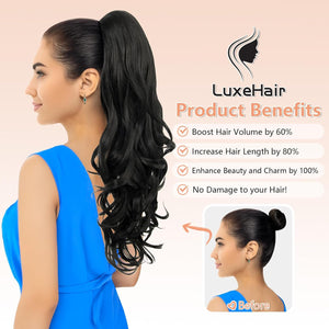 LuxeHair Ponytail Extension, 24" Claw Clip in Ponytail Curly wavy ponytail extension, Clip On Ponytail extension pony tails hair extensions hair pieces for Women-