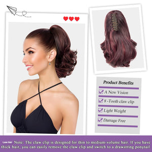 LuxeHair 11” Classic Short Curly Clip In Ponytail Extension, Claw Clip hair extensions, Multi Layered Clip on ponytail Claw Clip Ponytail Extension for women