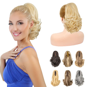 LuxeHair 11” Classic Short Curly Clip In Ponytail Extension, Claw Clip hair extensions, Multi Layered Clip on ponytail Claw Clip Ponytail Extension for women