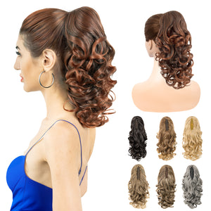LuxeHair Claw Clip 13" Ponytail Extension, Classic Curly Claw Clip in pony tails Hair Extensions Hairpieces for Woman