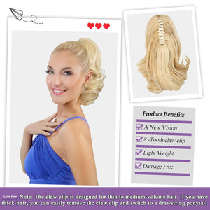 LuxeHair 11” Classic Short Curly Clip In Ponytail Extension, Claw Clip hair extensions, Multi Layered Clip on ponytail Claw Clip Ponytail Extension for women