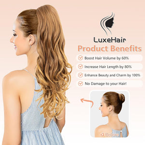 LuxeHair Ponytail Extension, 24" Claw Clip in Ponytail Curly wavy ponytail extension, Clip On Ponytail extension pony tails hair extensions hair pieces for Women-