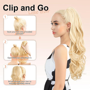 LuxeHair Ponytail Extension, 24" Claw Clip in Ponytail Curly wavy ponytail extension, Clip On Ponytail extension pony tails hair extensions hair pieces for Women-