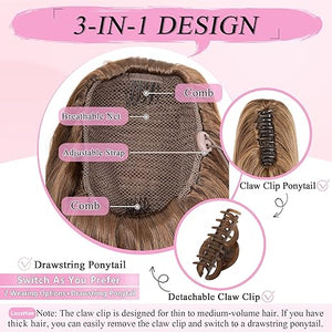 Straight Hair Extension – 24” Long Ponytail with Jaw Claw Clip in
