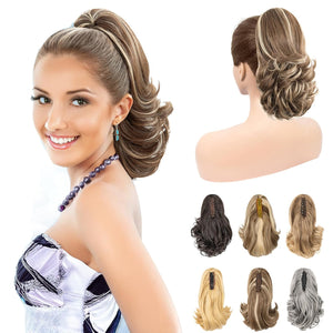LuxeHair 11” Classic Short Curly Clip In Ponytail Extension, Claw Clip hair extensions, Multi Layered Clip on ponytail Claw Clip Ponytail Extension for women