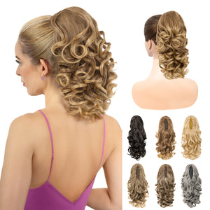 LuxeHair Claw Clip 13" Ponytail Extension, Classic Curly Claw Clip in pony tails Hair Extensions Hairpieces for Woman