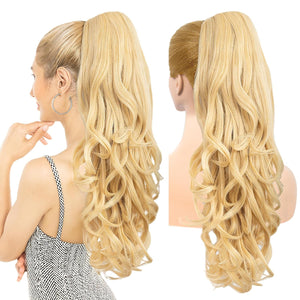 LuxeHair Ponytail Extension, 24" Claw Clip in Ponytail Curly wavy ponytail extension, Clip On Ponytail extension pony tails hair extensions hair pieces for Women-