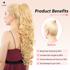 LuxeHair 24” Curly Claw Clip in Ponytail Extension, Fluffy Multi-Layered Jaw Clip Fake Pony tails, Instant Length & Style, Lightweight For Women Hairpiece -