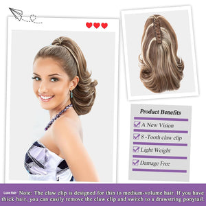 LuxeHair 11” Classic Short Curly Clip In Ponytail Extension, Claw Clip hair extensions, Multi Layered Clip on ponytail Claw Clip Ponytail Extension for women
