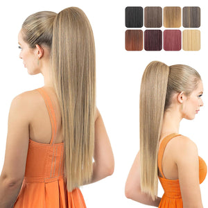 Straight Hair Extension – 24” Long Ponytail with Jaw Claw Clip in