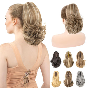 LuxeHair 11” Classic Short Curly Clip In Ponytail Extension, Claw Clip hair extensions, Multi Layered Clip on ponytail Claw Clip Ponytail Extension for women