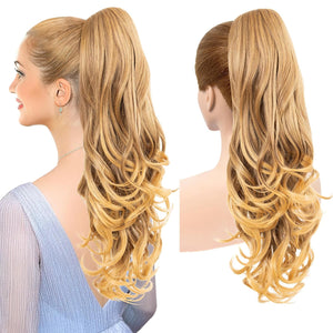 LuxeHair Ponytail Extension, 24" Claw Clip in Ponytail Curly wavy ponytail extension, Clip On Ponytail extension pony tails hair extensions hair pieces for Women-