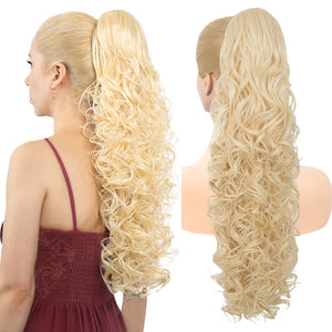 LuxeHair 24” Curly Claw Clip in Ponytail Extension, Fluffy Multi-Layered Jaw Clip Fake Pony tails, Instant Length & Style, Lightweight For Women Hairpiece -