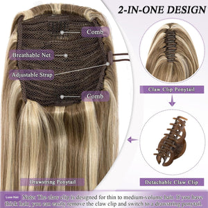 LuxeHair 11” Classic Short Curly Clip In Ponytail Extension, Claw Clip hair extensions, Multi Layered Clip on ponytail Claw Clip Ponytail Extension for women