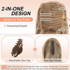 LuxeHair Ponytail Extension, 24" Claw Clip in Ponytail Curly wavy ponytail extension, Clip On Ponytail extension pony tails hair extensions hair pieces for Women-