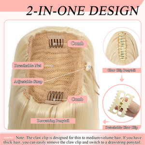 LuxeHair Claw Clip 13" Ponytail Extension, Classic Curly Claw Clip in pony tails Hair Extensions Hairpieces for Woman
