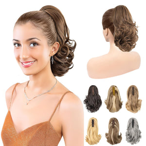 LuxeHair 11” Classic Short Curly Clip In Ponytail Extension, Claw Clip hair extensions, Multi Layered Clip on ponytail Claw Clip Ponytail Extension for women