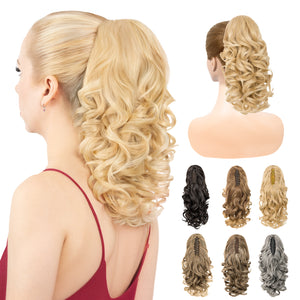 LuxeHair Claw Clip 13" Ponytail Extension, Classic Curly Claw Clip in pony tails Hair Extensions Hairpieces for Woman