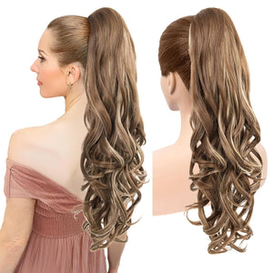 LuxeHair Ponytail Extension, 24" Claw Clip in Ponytail Curly wavy ponytail extension, Clip On Ponytail extension pony tails hair extensions hair pieces for Women-