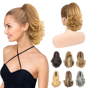 LuxeHair 11” Classic Short Curly Clip In Ponytail Extension, Claw Clip hair extensions, Multi Layered Clip on ponytail Claw Clip Ponytail Extension for women
