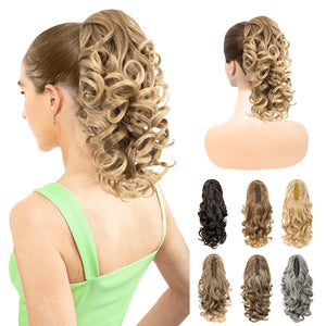 LuxeHair Claw Clip 13" Ponytail Extension, Classic Curly Claw Clip in pony tails Hair Extensions Hairpieces for Woman