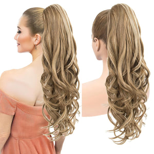 LuxeHair Ponytail Extension, 24" Claw Clip in Ponytail Curly wavy ponytail extension, Clip On Ponytail extension pony tails hair extensions hair pieces for Women-