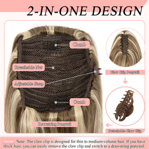 LuxeHair Claw Clip 13" Ponytail Extension, Classic Curly Claw Clip in pony tails Hair Extensions Hairpieces for Woman