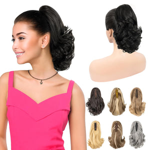 LuxeHair 11” Classic Short Curly Clip In Ponytail Extension, Claw Clip hair extensions, Multi Layered Clip on ponytail Claw Clip Ponytail Extension for women