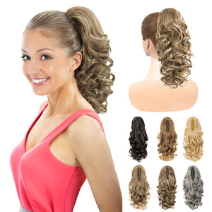 LuxeHair Claw Clip 13" Ponytail Extension, Classic Curly Claw Clip in pony tails Hair Extensions Hairpieces for Woman