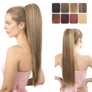 Straight Hair Extension – 24” Long Ponytail with Jaw Claw Clip in