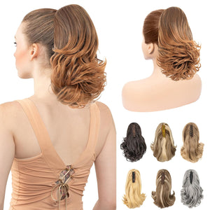 LuxeHair 11” Classic Short Curly Clip In Ponytail Extension, Claw Clip hair extensions, Multi Layered Clip on ponytail Claw Clip Ponytail Extension for women