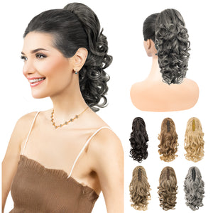 LuxeHair Claw Clip 13" Ponytail Extension, Classic Curly Claw Clip in pony tails Hair Extensions Hairpieces for Woman
