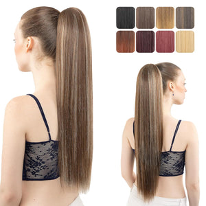 Straight Hair Extension – 24” Long Ponytail with Jaw Claw Clip in