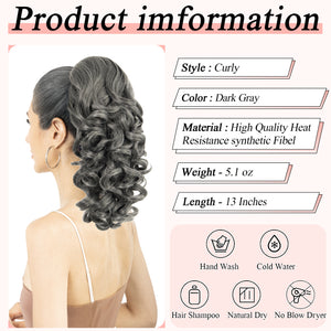 LuxeHair Claw Clip 13" Ponytail Extension, Classic Curly Claw Clip in pony tails Hair Extensions Hairpieces for Woman