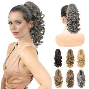 LuxeHair Claw Clip 13" Ponytail Extension, Classic Curly Claw Clip in pony tails Hair Extensions Hairpieces for Woman