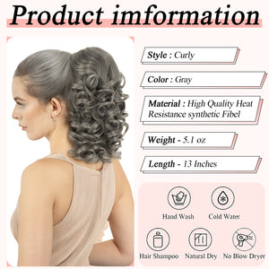 LuxeHair Claw Clip 13" Ponytail Extension, Classic Curly Claw Clip in pony tails Hair Extensions Hairpieces for Woman