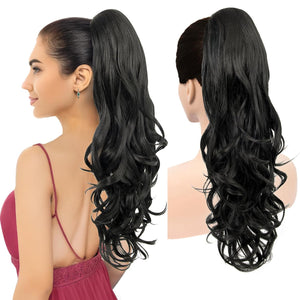 LuxeHair Ponytail Extension, 24" Claw Clip in Ponytail Curly wavy ponytail extension, Clip On Ponytail extension pony tails hair extensions hair pieces for Women-
