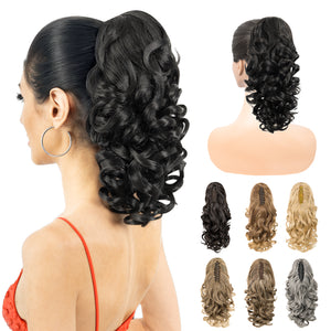 LuxeHair Claw Clip 13" Ponytail Extension, Classic Curly Claw Clip in pony tails Hair Extensions Hairpieces for Woman