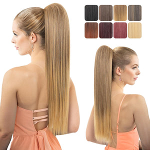 Straight Hair Extension – 24” Long Ponytail with Jaw Claw Clip in