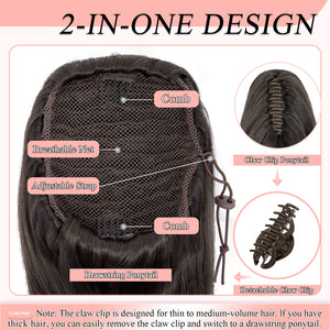 LuxeHair Claw Clip 13" Ponytail Extension, Classic Curly Claw Clip in pony tails Hair Extensions Hairpieces for Woman