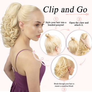 LuxeHair Claw Clip 13" Ponytail Extension, Classic Curly Claw Clip in pony tails Hair Extensions Hairpieces for Woman