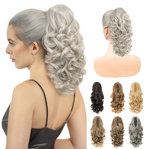 LuxeHair Claw Clip 13" Ponytail Extension, Classic Curly Claw Clip in pony tails Hair Extensions Hairpieces for Woman