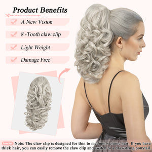 LuxeHair Claw Clip 13" Ponytail Extension, Classic Curly Claw Clip in pony tails Hair Extensions Hairpieces for Woman