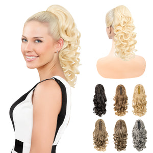 LuxeHair 11” Classic Short Curly Clip In Ponytail Extension, Claw Clip hair extensions, Multi Layered Clip on ponytail Claw Clip Ponytail Extension for women