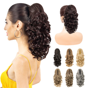LuxeHair Claw Clip 13" Ponytail Extension, Classic Curly Claw Clip in pony tails Hair Extensions Hairpieces for Woman
