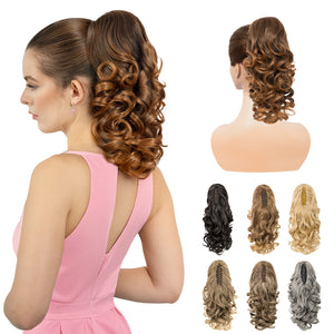 LuxeHair Claw Clip 13" Ponytail Extension, Classic Curly Claw Clip in pony tails Hair Extensions Hairpieces for Woman