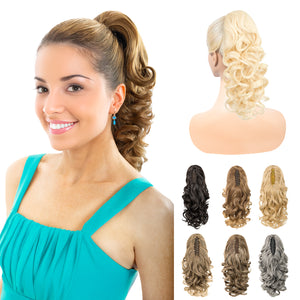 LuxeHair Claw Clip 13" Ponytail Extension, Classic Curly Claw Clip in pony tails Hair Extensions Hairpieces for Woman