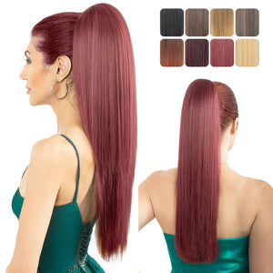 Straight Hair Extension – 24” Long Ponytail with Jaw Claw Clip in