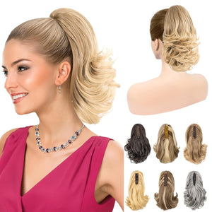 LuxeHair 11” Classic Short Curly Clip In Ponytail Extension, Claw Clip hair extensions, Multi Layered Clip on ponytail Claw Clip Ponytail Extension for women